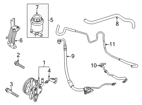 2011 Kia Soul P/S Pump & Hoses, Steering Gear & Linkage Hose-Suction Diagram for 575302K000