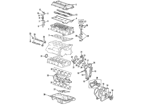 2009 Saturn Vue Engine Parts, Mounts, Cylinder Head & Valves, Camshaft & Timing, Variable Valve Timing, Oil Pan, Balance Shafts, Crankshaft & Bearings, Pistons, Rings & Bearings Rear Mount Diagram for 10381553