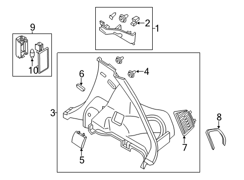 2017 Nissan Juke Interior Trim - Quarter Panels FINISHER-Rear Pillar RH Diagram for 76934-1KA0A