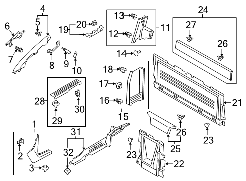 2019 Ford Ranger Interior Trim - Cab Upper Pillar Trim Diagram for KB3Z-2131004-AA