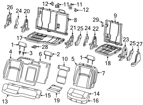 2019 Ram 1500 Rear Seat Components Shield-Rear Seat Diagram for 5ZG14LR9AB