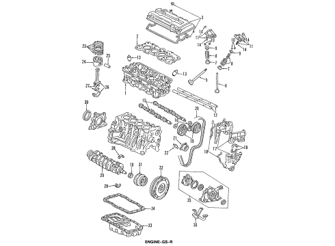 1995 Acura Integra Engine Parts, Mounts, Cylinder Head & Valves, Camshaft & Timing, Oil Pan, Oil Pump, Crankshaft & Bearings, Pistons, Rings & Bearings Cover, Timing Belt (Lower) Diagram for 11810-PR3-010