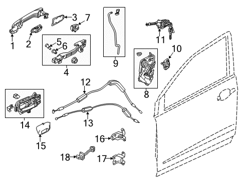 2012 Honda CR-V Front Door Kit, R. FR. Base Diagram for 72142-TR0-305