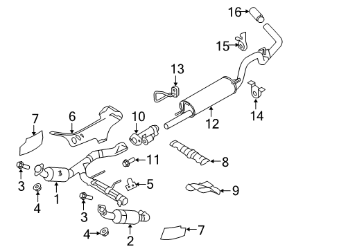 2009 Ford F-150 Exhaust Components Muffler Diagram for 9L3Z-5230-B