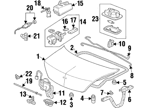 1998 Acura CL Fuel Door Cover, Trunk Lock Diagram for 74864-SY8-A00