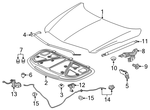 2022 Cadillac XT5 Hood & Components Side Seal Diagram for 84220410