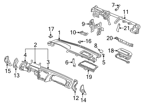 2000 Honda Accord Cluster & Switches, Instrument Panel Lid Assy., R. Instrument (Upper) *B94L* (DARK LAPIS) Diagram for 77132-S84-A10ZA