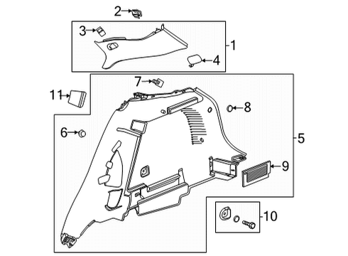 2022 Chevrolet Trailblazer Interior Trim - Quarter Panels Access Cover Diagram for 42627338