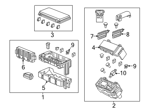 2016 Acura MDX Fuse & Relay Module Assembly, Relay Diagram for 38850-TZ5-A11