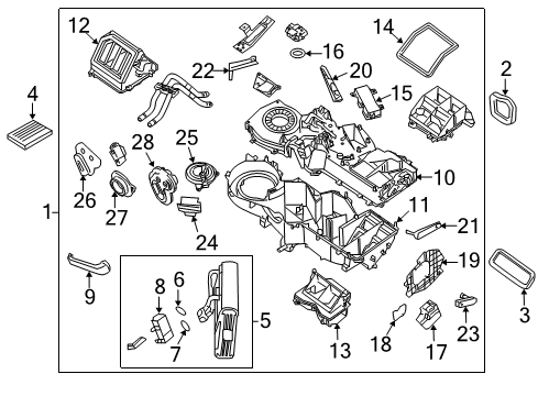 2012 Nissan Titan Heater Core & Control Valve Duct-Foot, Center Diagram for 27836-ZV00A