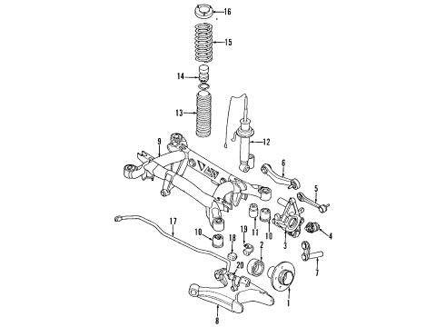 1995 BMW 750iL Rear Suspension Components, Lower Control Arm, Upper Control Arm, Ride Control, Stabilizer Bar Additional Damper, Rear Diagram for 33531091564