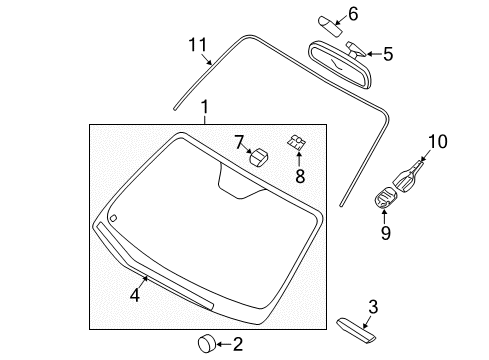 2008 Hyundai Veracruz Wiper & Washer Components Rear View Inside Mirror Assembly Diagram for 851011D200