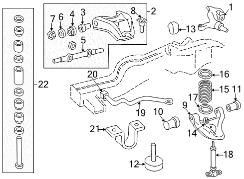 2002 Chevrolet S10 Front Suspension Components, Lower Control Arm, Upper Control Arm, Stabilizer Bar, Torsion Bar Arm Asm-Front Lower Control Diagram for 15705326