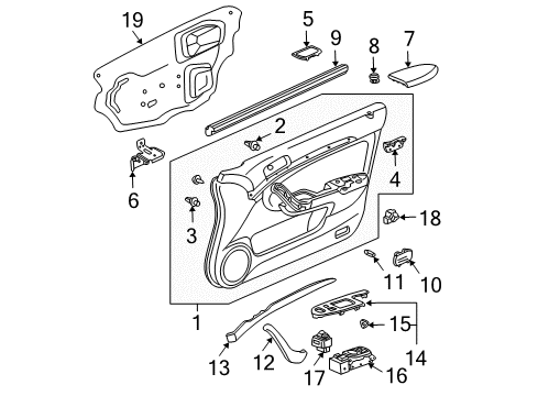 2005 Acura TSX Interior Trim - Front Door Armrest Assembly, Right Front Door (Graphite Black) (Leather) Diagram for 83502-SEA-J31ZA