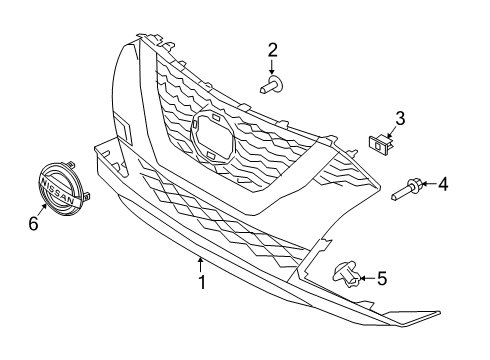 2019 Nissan Maxima Grille & Components Screw Diagram for 63849-3KA0A