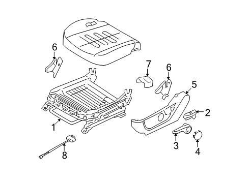 2007 Hyundai Elantra Tracks & Components Cap-Front Seat Height Adjust Handle Diagram for 88015-2H000-4W
