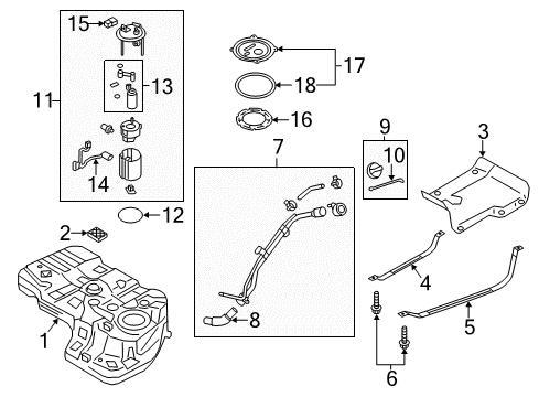 2018 Hyundai Santa Fe Sport Senders Fuel Pump Assembly Diagram for 311104Z000