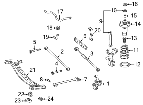 2000 Toyota Camry Rear Suspension Components, Stabilizer Bar Rear Suspension Control Arm Assembly, No.2, Right Diagram for 48730-33050