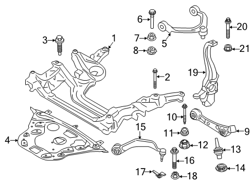 2021 BMW 745e xDrive Front Suspension, Lower Control Arm, Upper Control Arm, Ride Control, Stabilizer Bar, Suspension Components Combination Nut Diagram for 31106780613