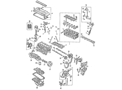 1994 Honda Civic del Sol Engine Parts, Mounts, Cylinder Head & Valves, Camshaft & Timing, Oil Pan, Oil Pump, Crankshaft & Bearings, Pistons, Rings & Bearings, Variable Valve Timing Camshaft, Exhuast Diagram for 14121-P30-G00
