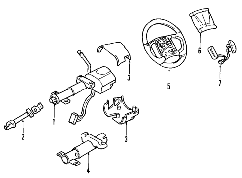 2001 Oldsmobile Aurora Steering Column, Steering Wheel Column Asm, Steering Diagram for 26087970