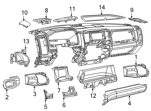 2022 Ram 2500 Cluster & Switches, Instrument Panel Instrument Panel Diagram for 68462948AA