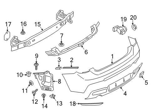 2017 BMW M240i Rear Bumper Panel, Bumper, Primed, Rear Diagram for 51128079326