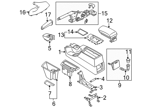 2007 BMW X3 Parking Brake Rubber Insert, Center Armrest Tray Diagram for 51163403534