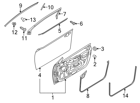 2010 Kia Forte Koup Door & Components RETAINER Assembly-WEATHERSTRIP Diagram for 822501M200