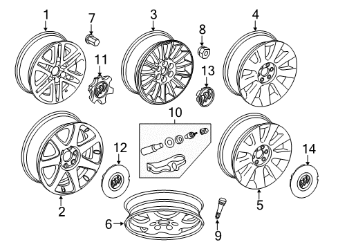 2009 Buick Enclave Wheels, Covers & Trim Hub Wheel Cap Diagram for 9597954