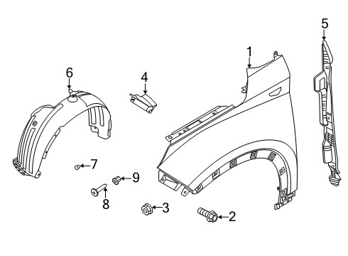 2022 Hyundai Venue Fender & Components Front Wheel Guard Assembly, Left Diagram for 86811-K2000