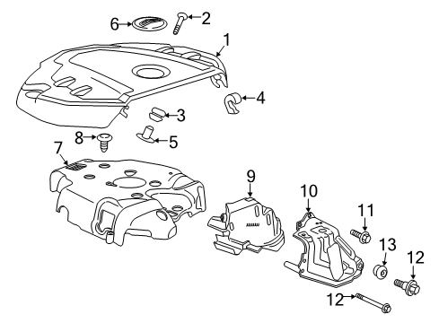 2019 Cadillac CT6 Engine Appearance Cover Heat Shield Bolt Diagram for 11515339