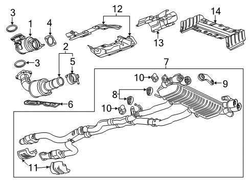 2018 Chevrolet Camaro Exhaust Components Heat Shield Diagram for 23331875