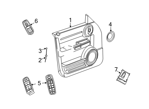 2010 Dodge Nitro Interior Trim - Front Door Screw Diagram for 5015612AC