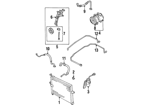 1997 Kia Sportage Air Conditioner Suction Pipe Assembly Diagram for 0K01A61458B