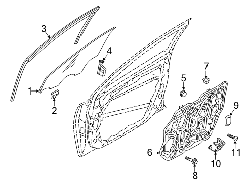 2020 Kia Forte Front Door Grip Cap-Door Glass Diagram for 824132W000