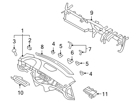 2011 Hyundai Genesis Cluster & Switches, Instrument Panel Garnish Assembly-Defroster Center Diagram for 84810-3M000-BR