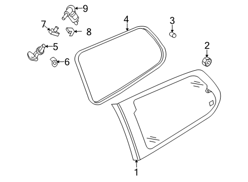 2007 Kia Sedona Quarter Window Glass & MOULDING Assembly-Qt Diagram for 878204D100