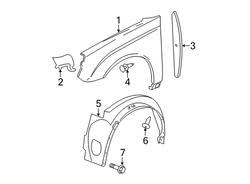 2008 Chevrolet Malibu Fender & Components Fender Diagram for 10398517