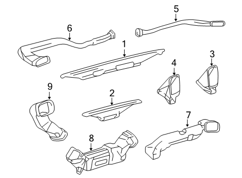 1999 Lexus LX470 Ducts Lower Duct Diagram for 55847-60090