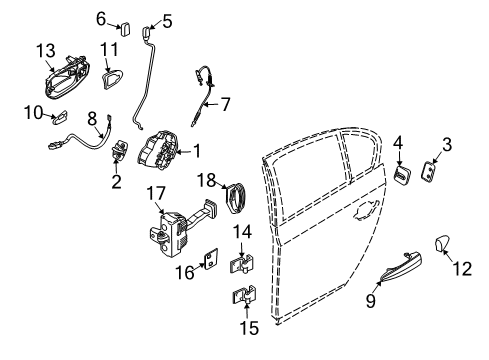 2010 BMW X3 Rear Door Handle Bracket Base, Left Diagram for 51213449049