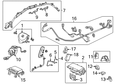 2013 Acura TL Air Bag Components Wire Harness, SRS Floor Diagram for 77962-TK4-A01
