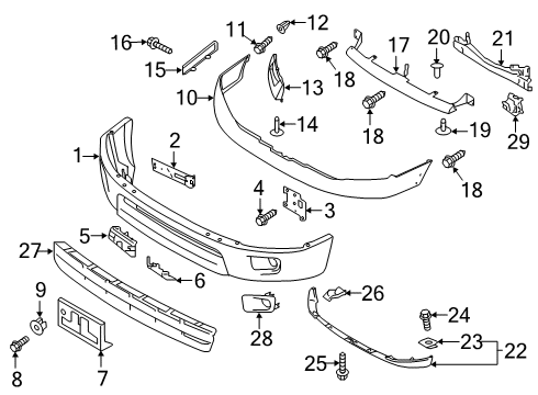 2019 Nissan Titan XD Front Bumper FINISHER-Front Bumper FASCIA, RH Diagram for 62256-EZ00A