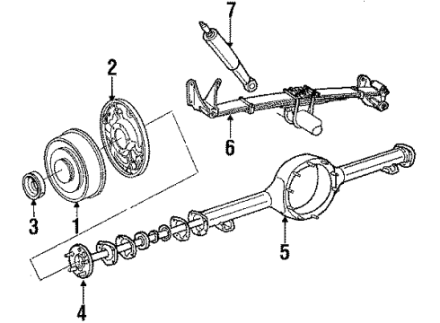 1991 Ford E-150 Econoline Club Wagon Rear Brakes Shock Absorber Diagram for 5U2Z-18V125-AXA