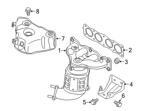 2016 Kia Optima Exhaust Manifold Exhaust Manifold Catalytic Assembly Diagram for 28510-2G160