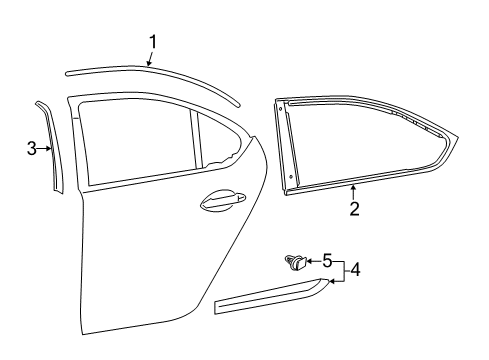 2014 Lexus LS600h Exterior Trim - Rear Door MOULDING Sub-Assembly, Rear Door Diagram for 75076-50230-B0