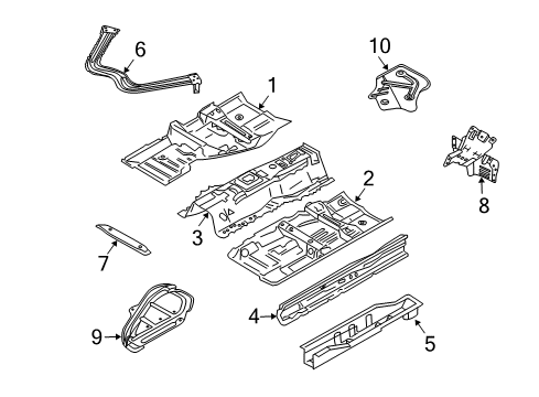 2005 Nissan 350Z Pillars, Rocker & Floor - Floor & Rails Extension-Rear Floor, Front Diagram for 74515-CD000