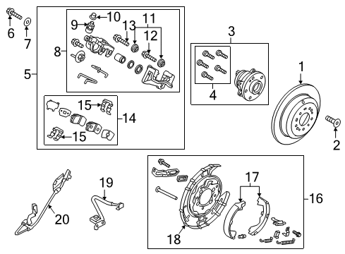 2016 Kia Sedona Brake Components Packing Rear Brake Assembly, Left Diagram for 58250A9000