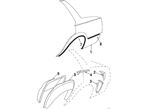 1989 Buick Skyhawk Quarter Panel & Components Mld Asm Diagram for 20314404