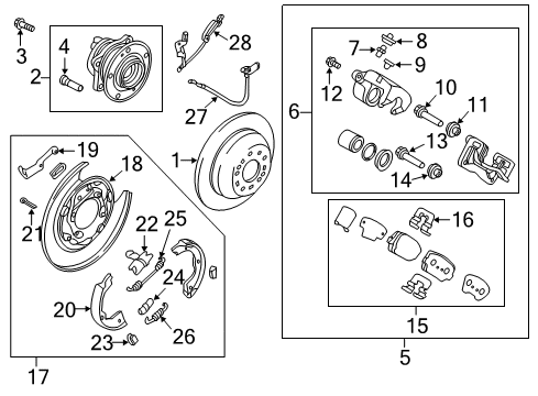 2018 Hyundai Santa Fe Sport Anti-Lock Brakes Brake Assembly-Rear Wheel, LH Diagram for 58210-4Z700